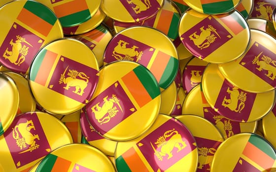 Sri lanka Badges Background - Pile of sri lanka Flag Buttons. 3D Rendering