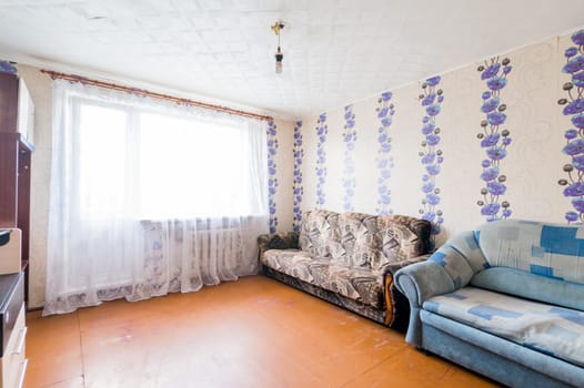 Russia, Moscow- July 23, 2019: interior room apartment. standard repair decoration in hostel