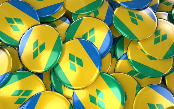 Saint Vincent and the Grenadines Badges Background. 3D Rendering