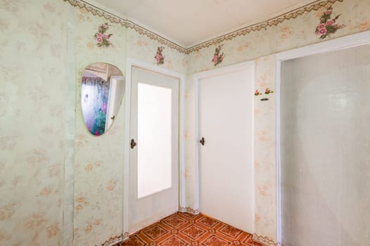 Russia, Moscow- July 23, 2019: interior room apartment. decrepit old careless not modern setting. cosmetic repairs required