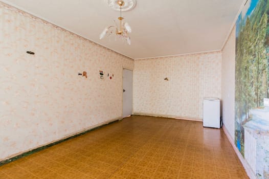 Russia, Moscow- July 23, 2019: interior room apartment. decrepit old careless not modern setting. cosmetic repairs required