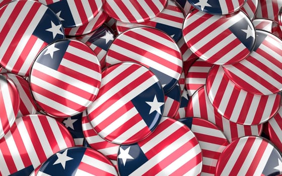 Liberia Badges Background - Pile of Liberian Flag Buttons. 3D Rendering