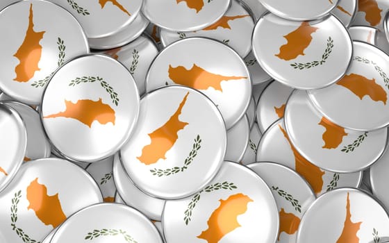 Cyprus Badges Background - Pile of Cypriots Flag Buttons. 3D Rendering