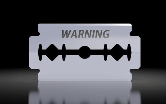 having blades with warning text. 3D rendering.