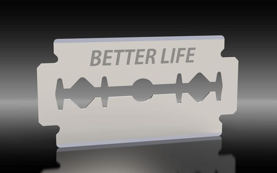 having blades with text better life. 3D rendering.