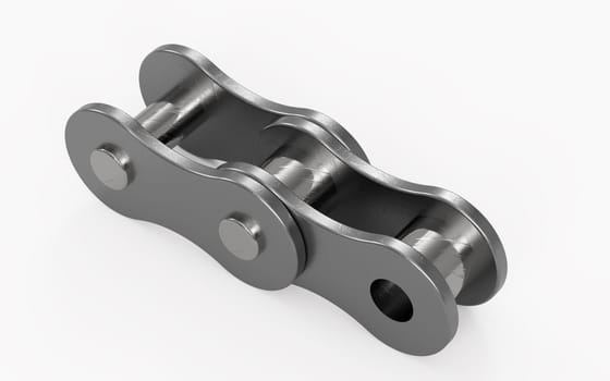 Bicycle Chain fragment on a white background. 3d Rendering.