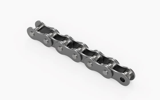 Bicycle Chain fragment on a white background. 3d Rendering.