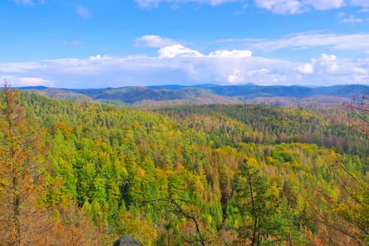 Elbe sandstone mountains, co called view Koenigsplatz, near Kirnitzschtal