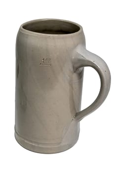 Bavarian Beer Mug made of stoneware with handle isolated on white