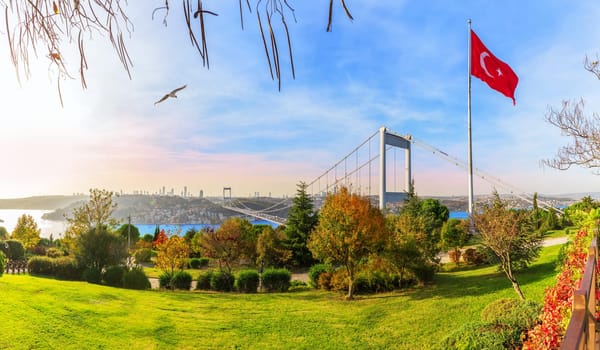 Sultan Fatih Mehmet Bridge in Otagtepe park, Istanbul, Turkey.