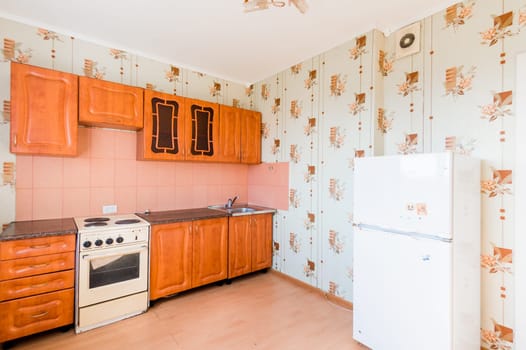 Russia, Moscow- August 01, 2019: interior room apartment. decrepit old careless not modern setting. cosmetic repairs required