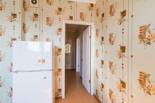 Russia, Moscow- August 01, 2019: interior room apartment. decrepit old careless not modern setting. cosmetic repairs required