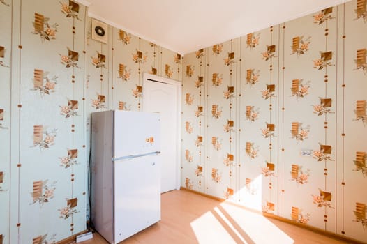 Russia, Moscow- August 01, 2019: interior room apartment. decrepit old careless not modern setting. cosmetic repairs required