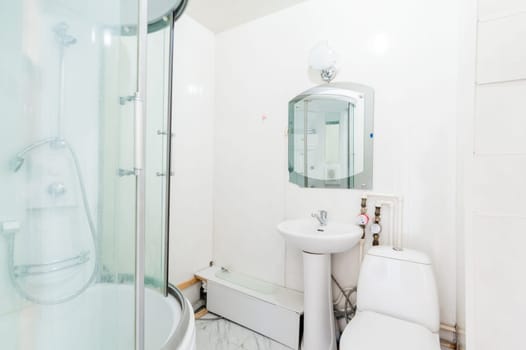 Russia, Moscow- August 01, 2019: interior room apartment. bathroom, sink, decoration elements, toilet
