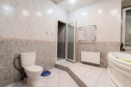 Russia, Moscow- August 01, 2019: interior room apartment. bathroom, sink, decoration elements, toilet