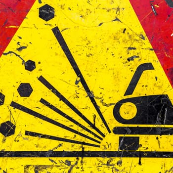 Signage - unstable material on the road.
