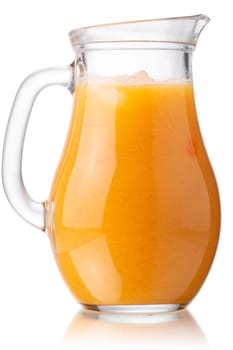 Pitcher of persimmon smoothie, isolated