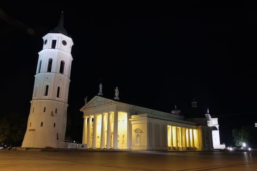 The Vilnius cathedral in a summer night