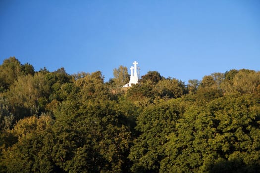 Three white crosses on the top of a hill in Vilnius