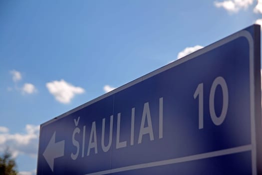 Sign of 10 Km to Siauliai in Lithuania