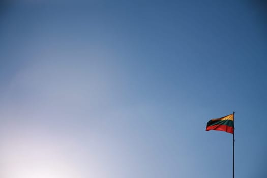 The colored lithuanian flag moved by the wind