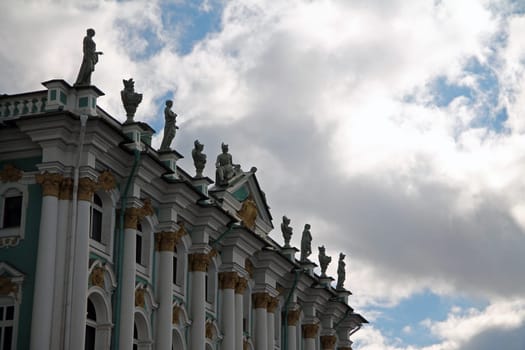 The sculptures on the roof of the Hermitage