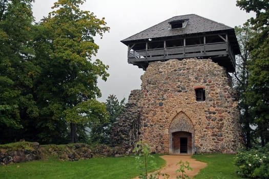 The old Sigulda tower in the protection wall