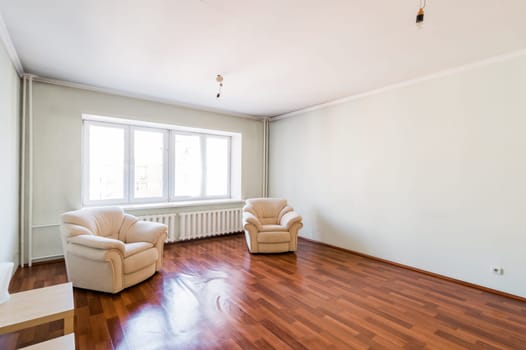 Russia, Moscow- August 01, 2019: interior room apartment. standard repair decoration in hostel