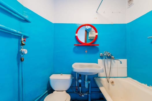Russia, Moscow- August 01, 2019: interior room apartment. decrepit old careless not modern setting. cosmetic repairs required