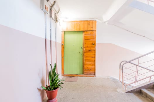 Russia, Moscow- August 01, 2019: interior room apartment. standard repair decoration in hostel. room doors, repair corridor