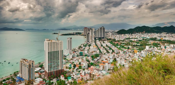 Nha Trang city view from the mountain. Panorama