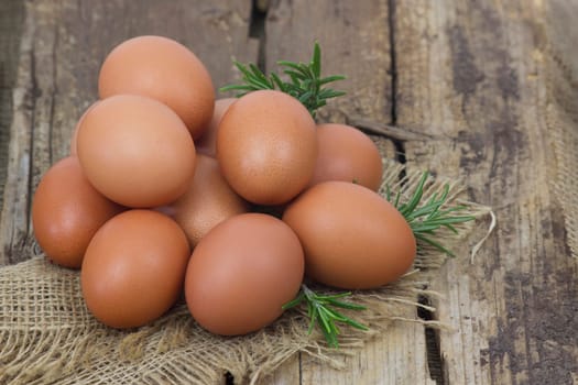 eggs on old wooden background
