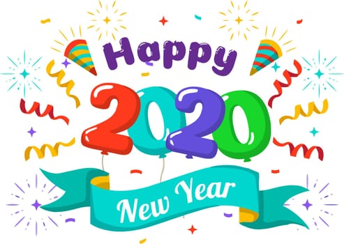 new year 2020 holiday seasonal celebration illustration colorful