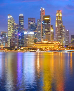 View of Singapore Marina Bay at beautiful twilight