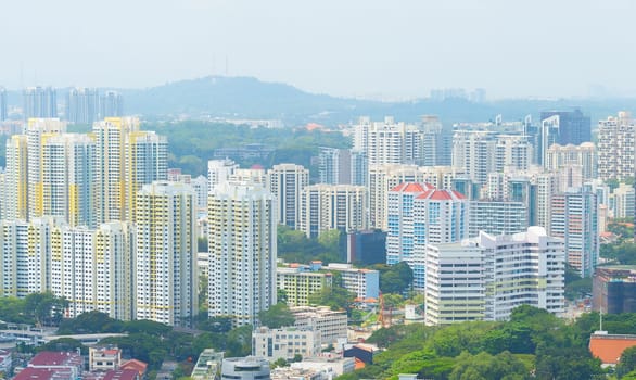 View of Singapore apartment buildings in a daylight