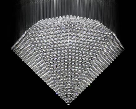 Chandelier made from crystal gem stones in diamond shape