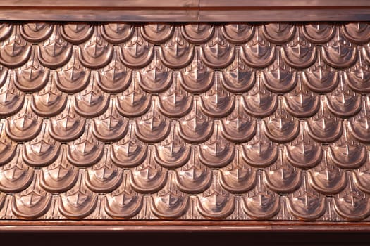 Roof shingles texture made from copper metal