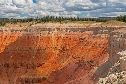 Upper Cliff Details on a Mountain Chasm in Cedar Breaks National Monument in Utah