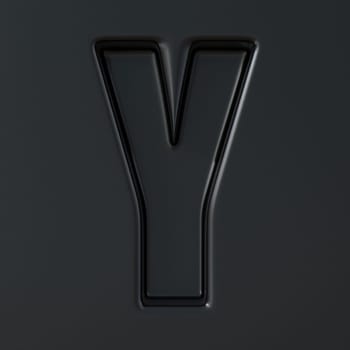 Black engraved font Letter Y 3D render illustration on black background