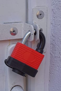 Big red strong padlock storage protection safety