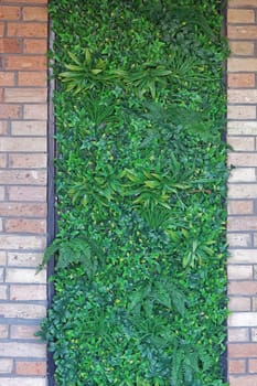 Vertical green garden artificial plants, foliage