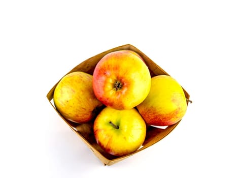 Apples on a white background with place for text. Harvest. Background image.