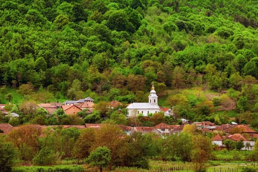 Small settlement in Romania at the foothills