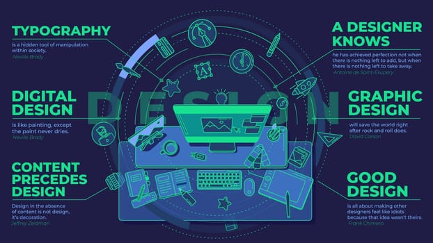 Beautiful and detailed illustration on the theme of designer. Dynamic and modern, it is perfect for decorating presentations of your services.