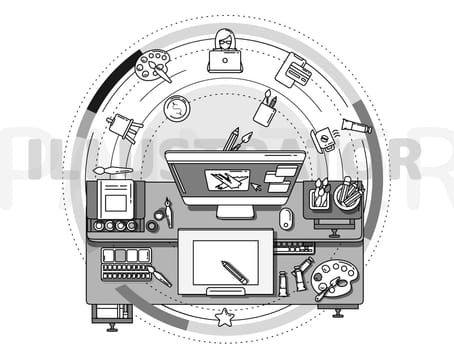 Promo for illustrators is a modern, stylish illustration. Use it to create promotional about your services and skills.