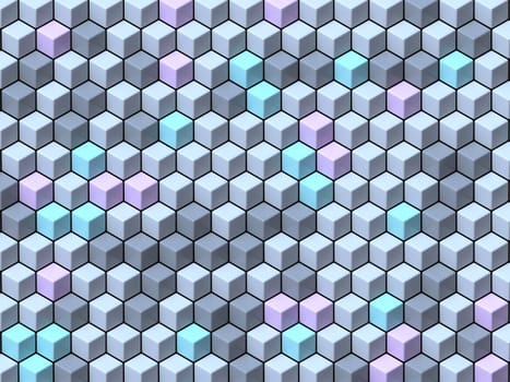 Abstract geometric four pastel color Cubes background 3D render illustration