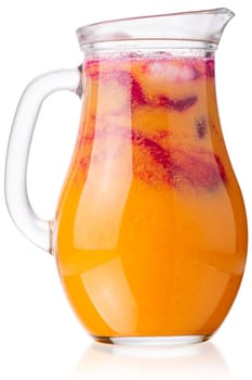 Pitcher of mixed vegetable or fruit smoothie or freshly pressed juice, isolated