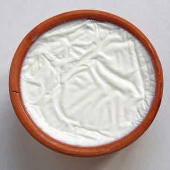 Greek style yogurt in pot