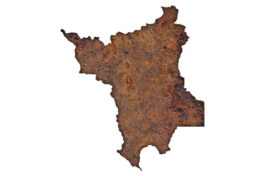 Map of Roraima on rusty metal
