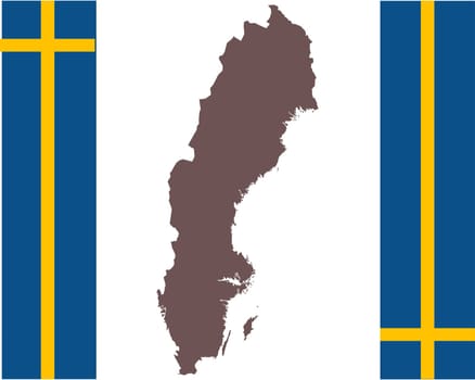 Landkarte von Schweden auf Hintergrund mit Fahne